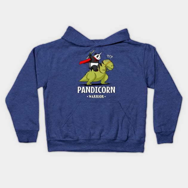 Pandicorn Panda Riding T-Rex Dinosaur Kids Hoodie by underheaven